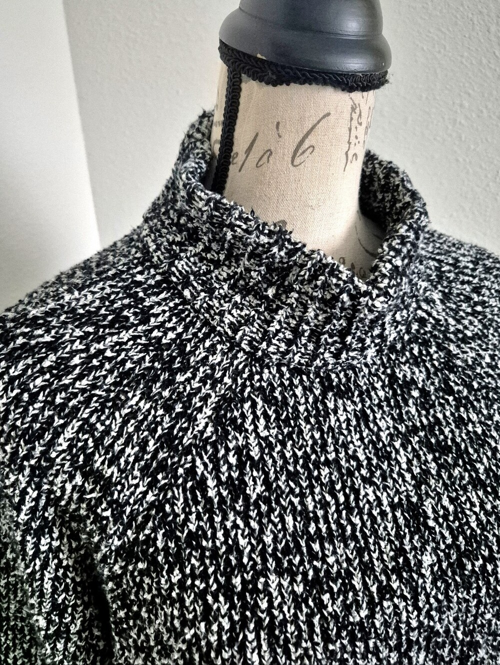 Eileen Fisher Organic Cotton Mock Neck Boxy Sweater L Marled Chunky Knit F19UBT - Picture 9 of 15